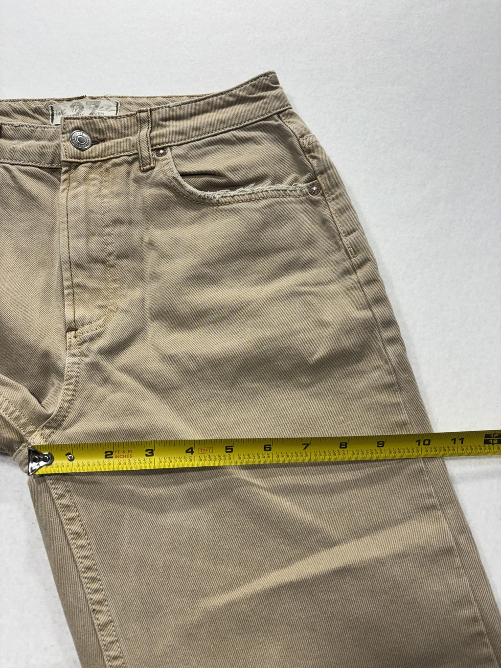 We The Free Jeans Womens 27 Beige High Rise Straight Distressed Raw Hem 27x28