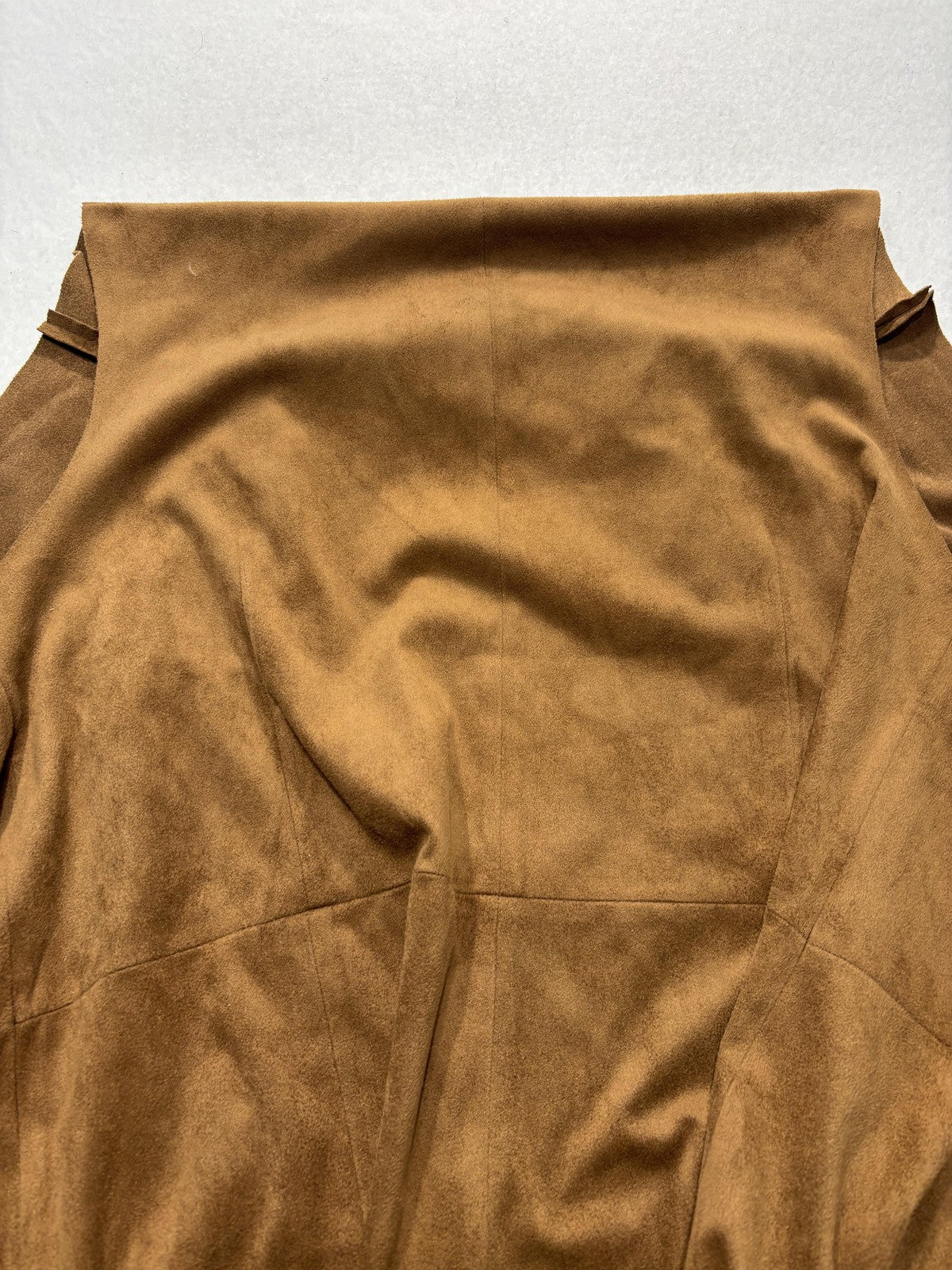 Moon Collection Vest Womens XL Brown Faux Suede Waterfall Draped Hem JE70571