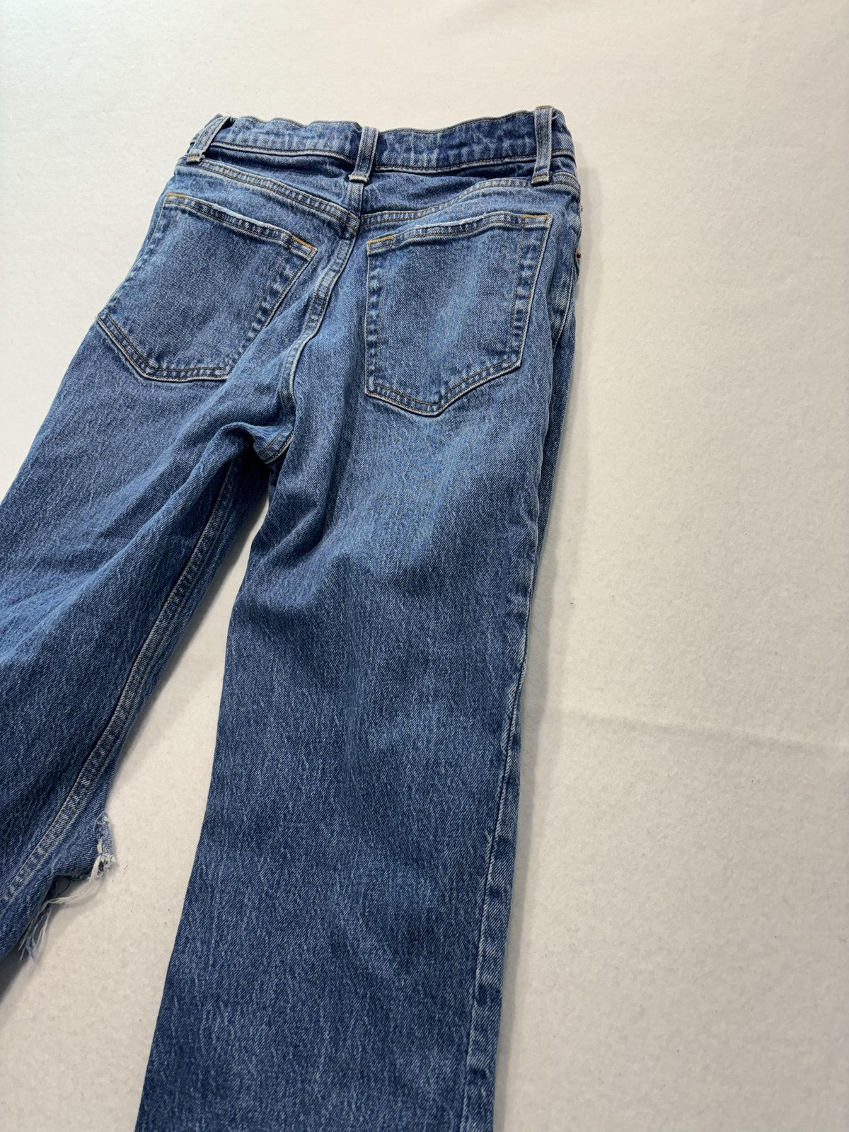 Abercrombie & Fitch 90s Straight Jeans Womens 25 Blue High Rise Distressed 25x27