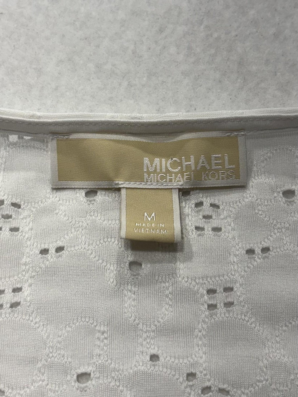 MICHAEL Michael Kors Blouse Womens Medium White V Neck Flutter Sleeve Lace Top