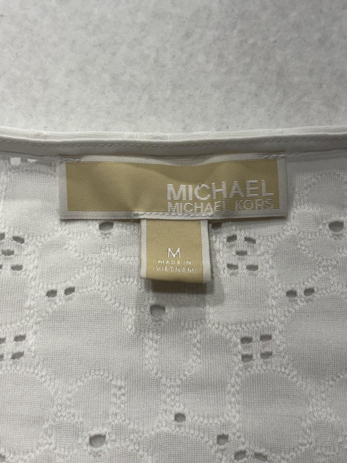 MICHAEL Michael Kors Blouse Womens Medium White V Neck Flutter Sleeve Lace Top