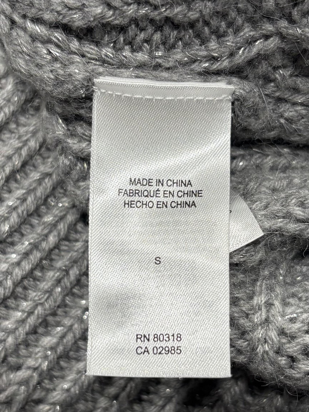 Lucky Brand Sweater Womens Small Gray Open Knit Crew Neck Raglan Glitter Alpaca