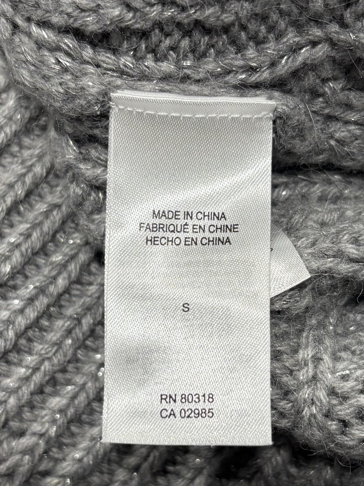 Lucky Brand Sweater Womens Small Gray Open Knit Crew Neck Raglan Glitter Alpaca