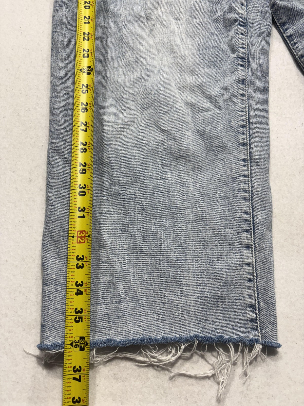 Old Navy Jeans Womens 20 Blue Light Wash High Rise Straight Crop Raw Hem 40x25.5