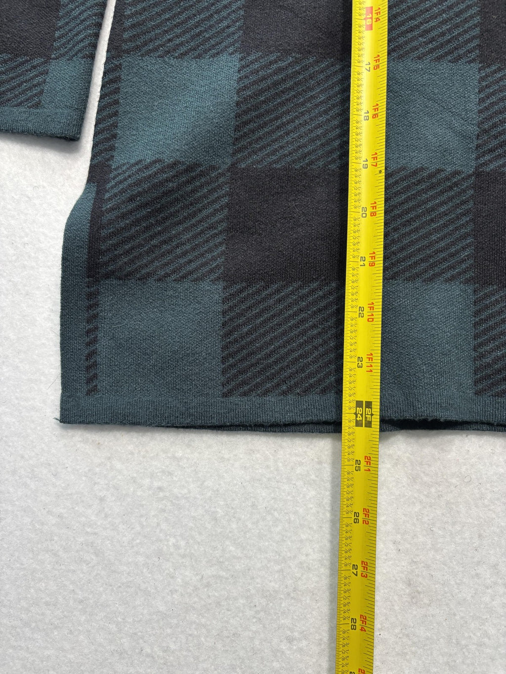 Anne Klein Sweater Womens XL Green Plaid Mock Neck 3/4 Sleeve Knit Pullover
