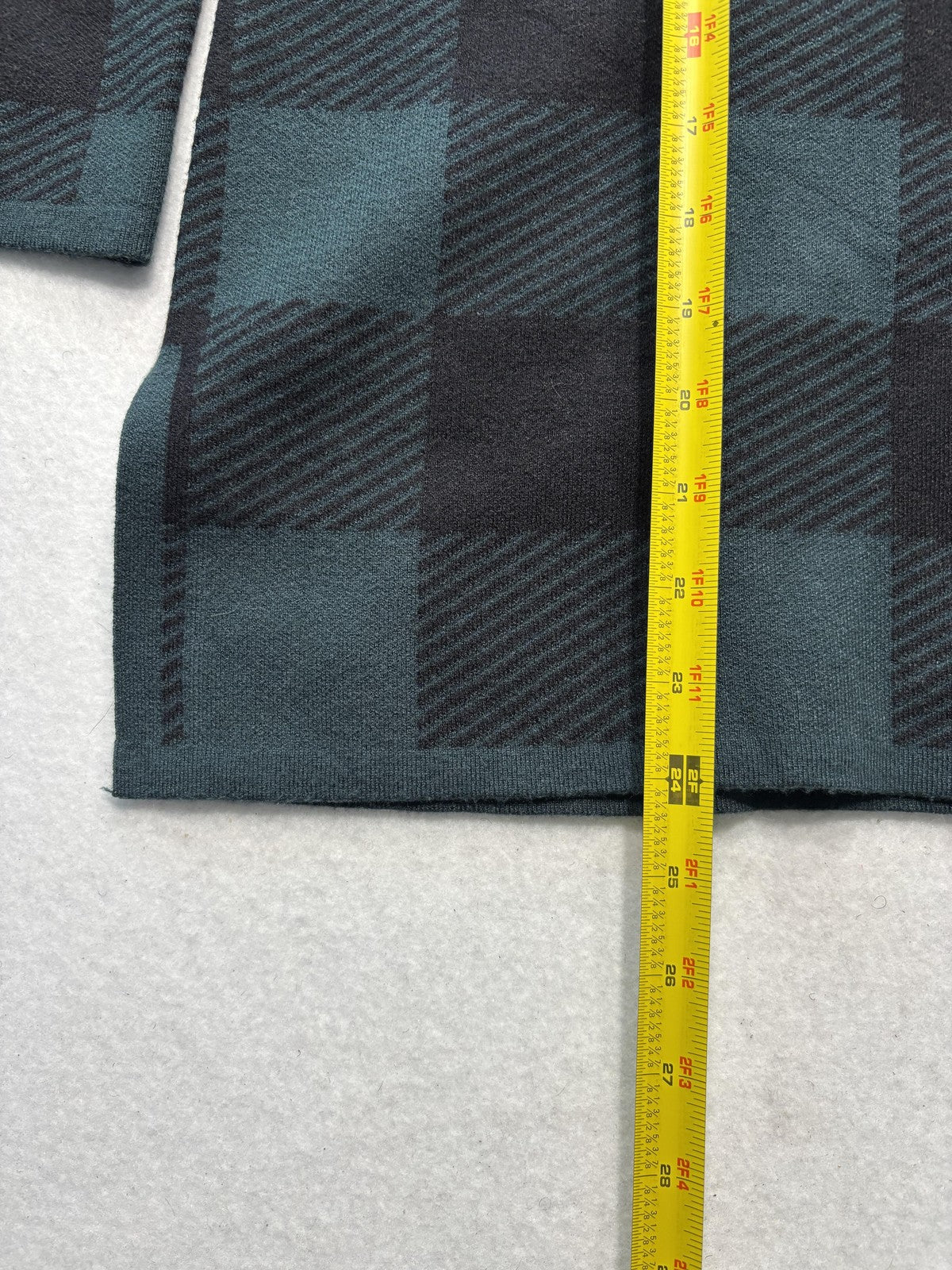 Anne Klein Sweater Womens XL Green Plaid Mock Neck 3/4 Sleeve Knit Pullover