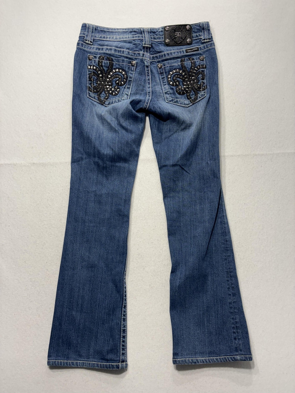 Miss Me Jeans Womens 28 Blue Medium Wash Low Rise Bootcut Embellished 28x31