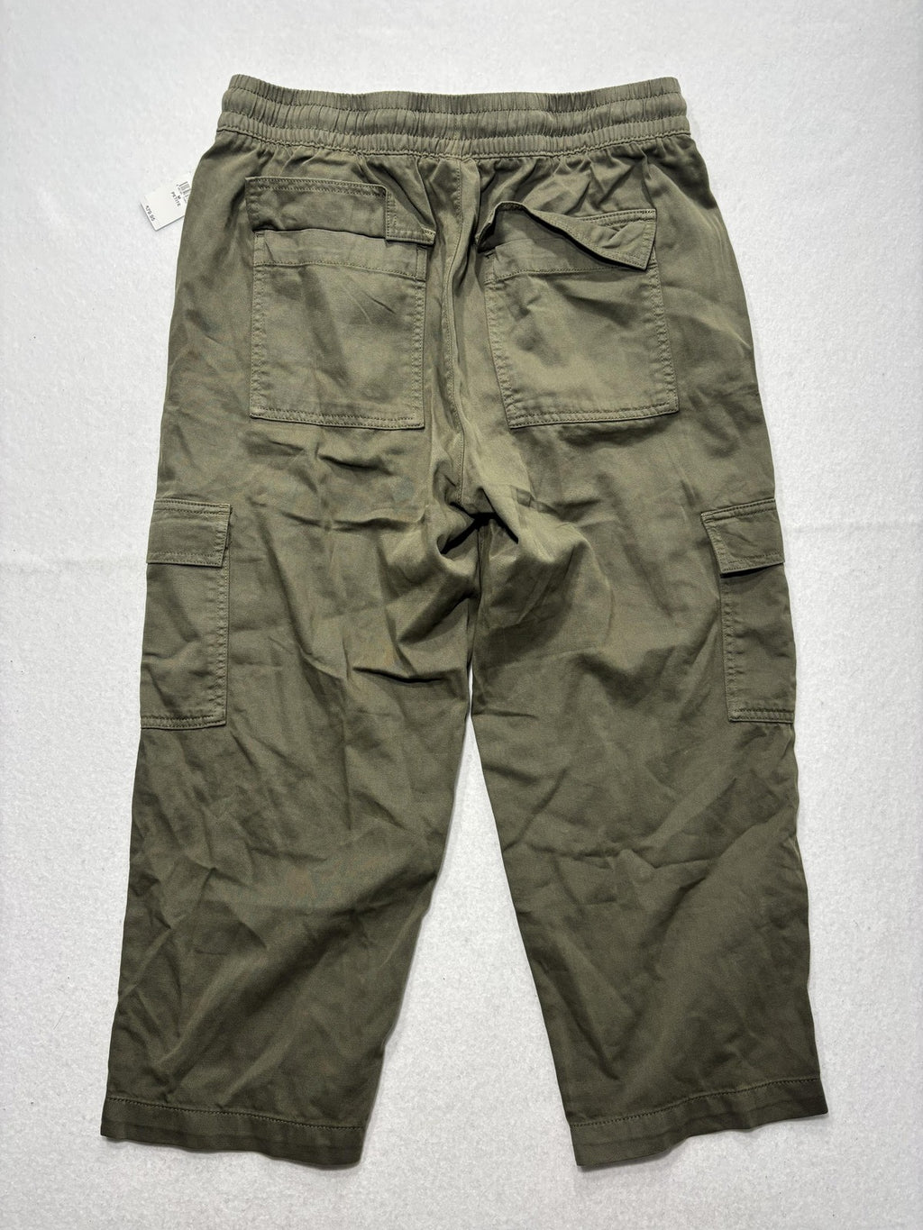 Gap Cargo Pants Womens M Petite Green Twill Crop Elastic Waist Pull On Relaxed