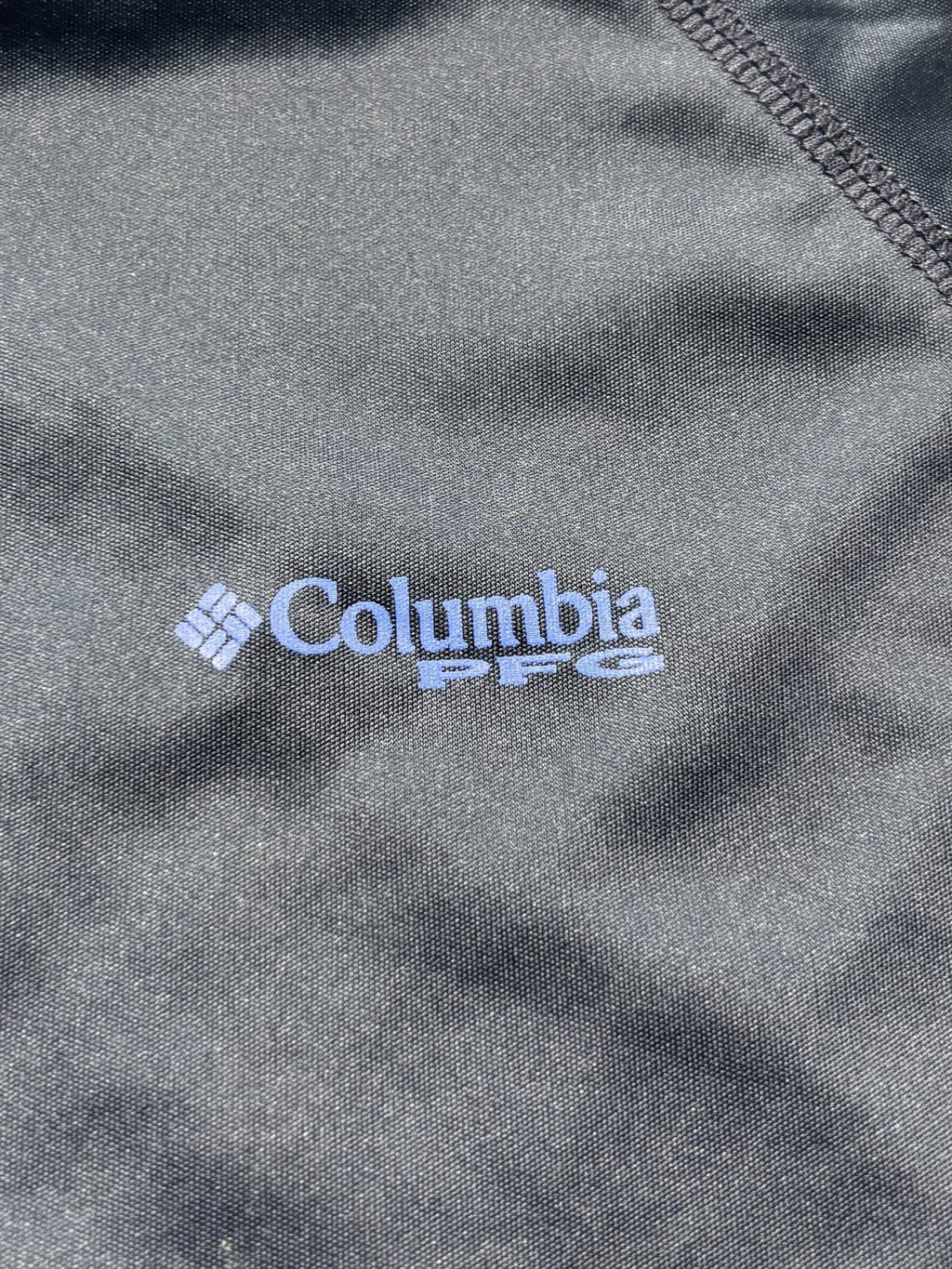 Columbia PFG Omni-Shade Shirt Mens Medium Blue Long Sleeve Fishing USA Flag