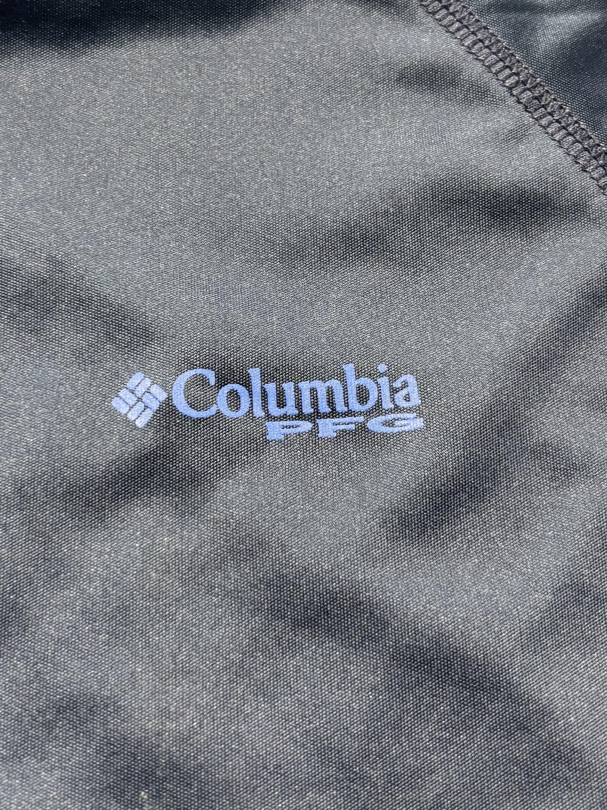 Columbia PFG Omni-Shade Shirt Mens Medium Blue Long Sleeve Fishing USA Flag