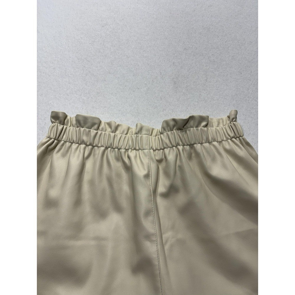 Steve Madden Womens Beige Faux Leather Paperbag Waist Pull On Shorts BL13940X S