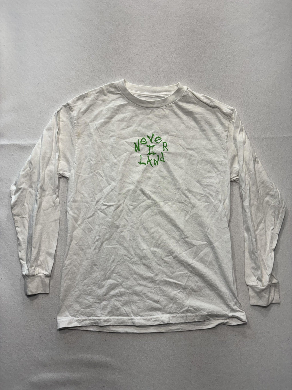 Never II Land Shirt Mens Medium White Falling Gravity Graphic Long Sleeve