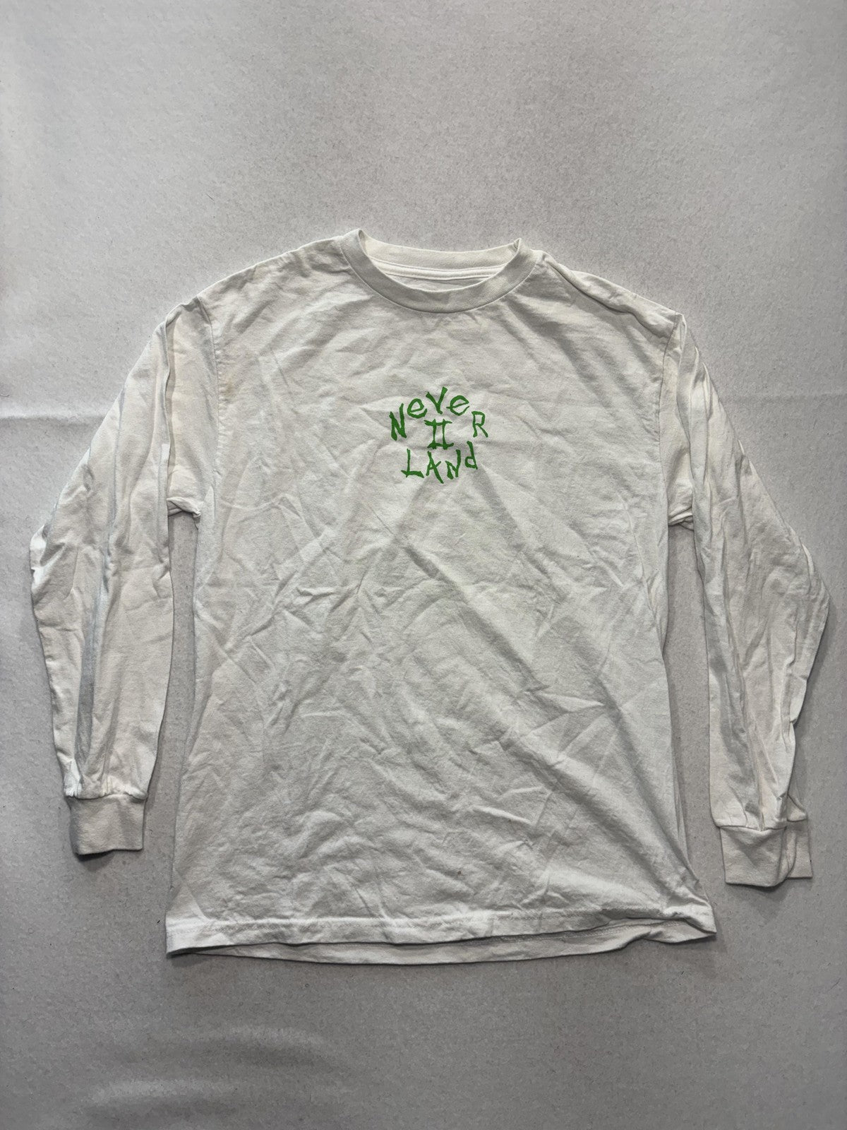 Never II Land Shirt Mens Medium White Falling Gravity Graphic Long Sleeve
