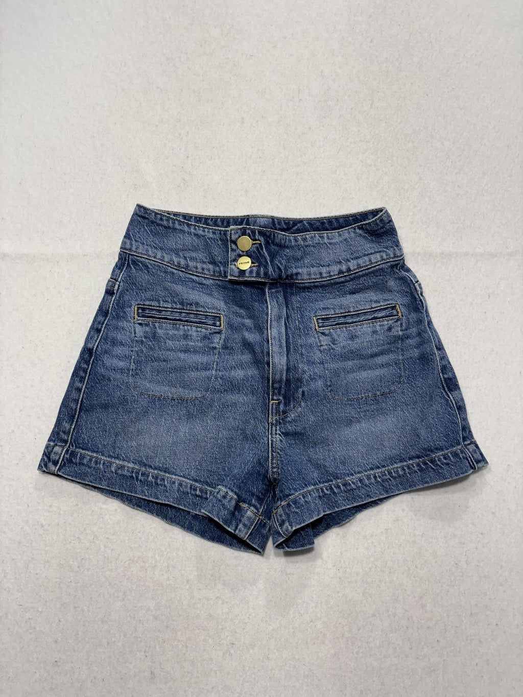 FRAME Shorts Womens 25 Blue Le Hardy Short High Rise Mom Denim Zip Fly