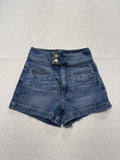 FRAME Shorts Womens 25 Blue Le Hardy Short High Rise Mom Denim Zip Fly
