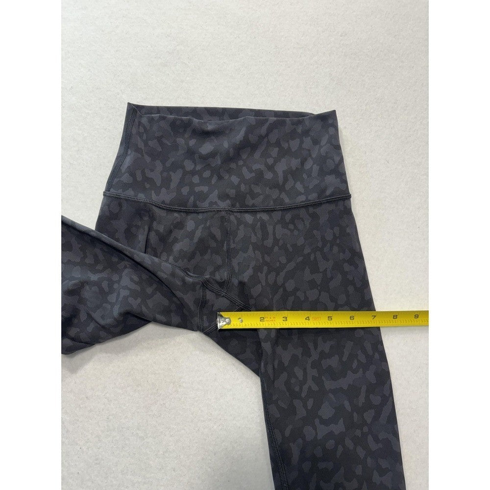 Lululemon Leggings Womens 4 Black Camo High Rise Cropped 23" Inseam Yoga Stretch