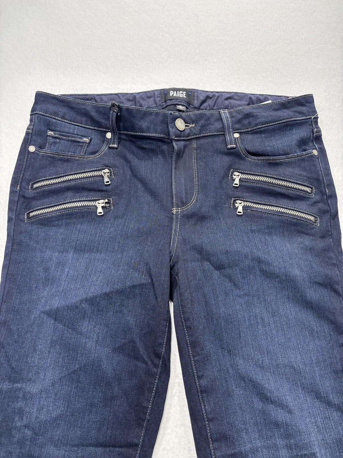 Paige Edgemont Jeans Womens 31 Blue Dark Wash Mid Rise Ultra Skinny 31x29.5 Zips