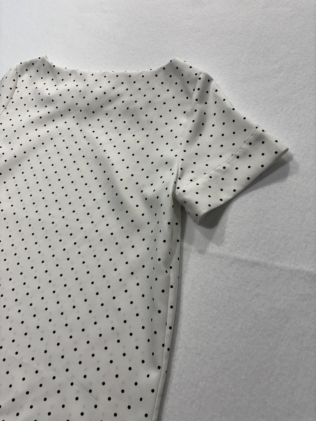 Banana Republic Blouse Womens S Petite White Polka Dot Boatneck Short Sleeve Top