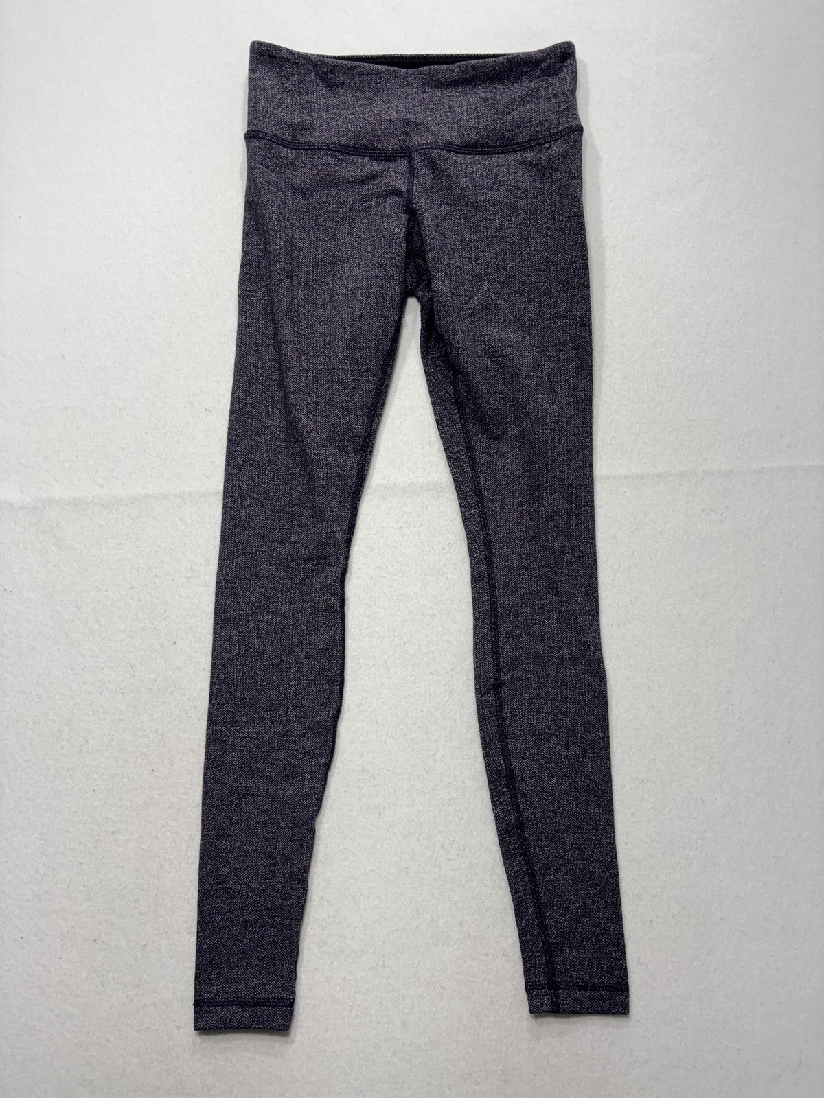 Lululemon Leggings Womens 6 Gray Herringbone 28" Inseam Ankle Yoga Stretch Knit