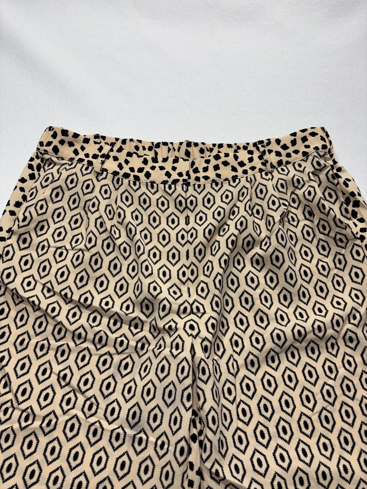 ESSENTIEL Antwerp Dress Pants Womens 40 Beige Geo Dot Print Elastic Waist Slim
