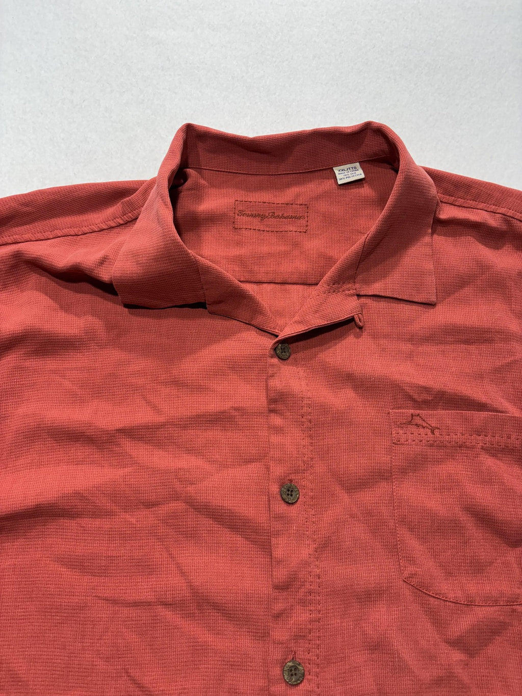 Tommy Bahama Shirt Mens 2XL Red Silk Blend Short Sleeve Button Up IslandZone