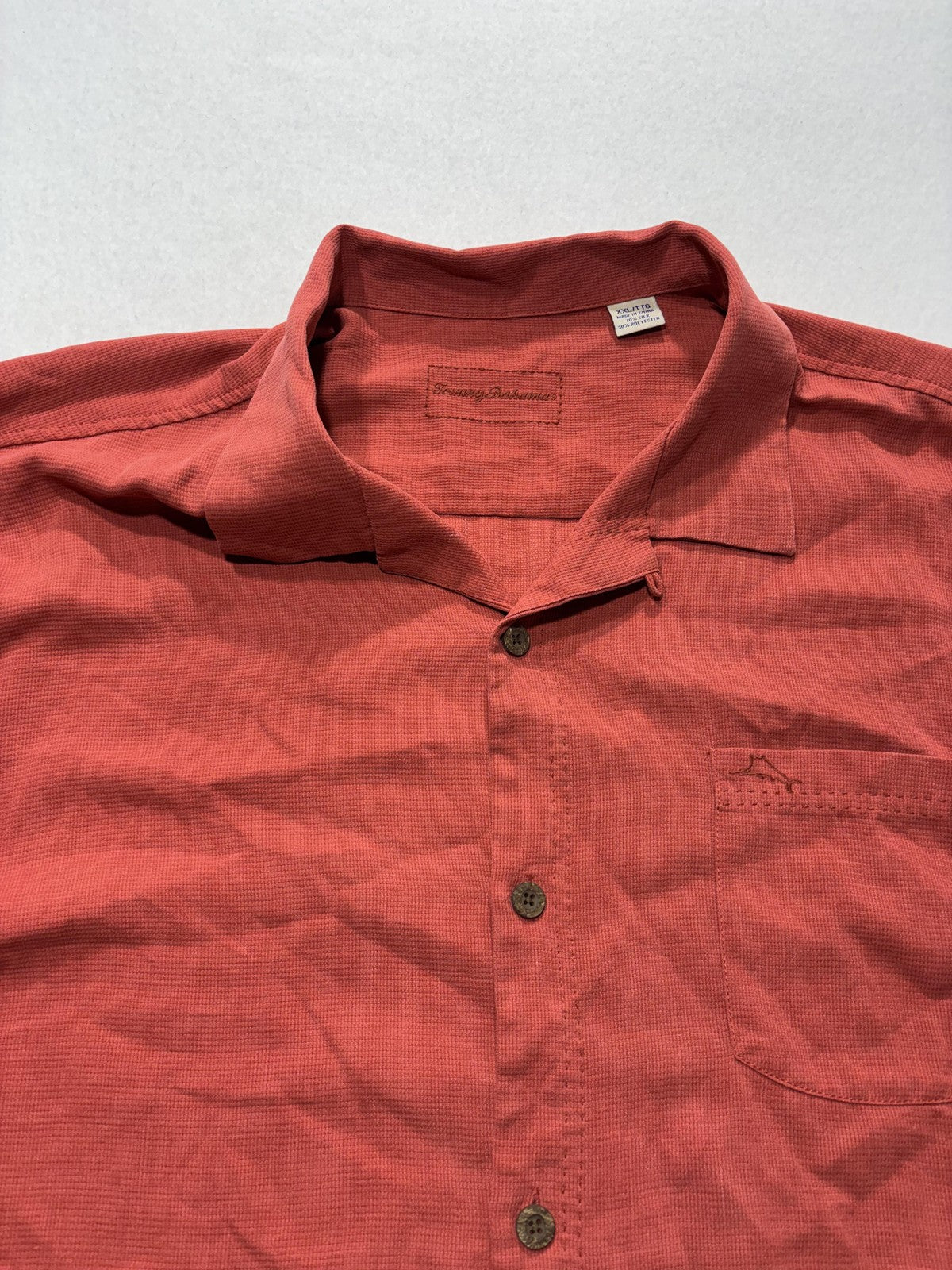 Tommy Bahama Shirt Mens 2XL Red Silk Blend Short Sleeve Button Up IslandZone
