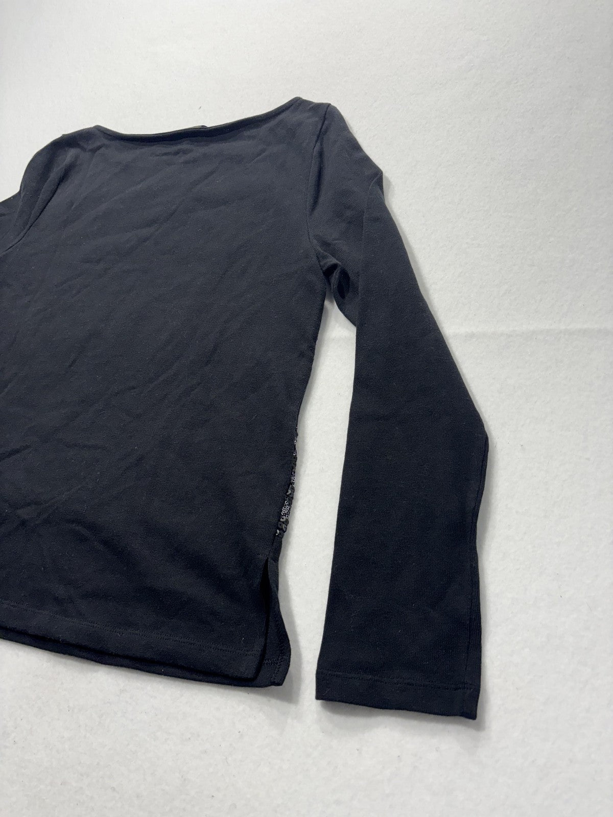 Banana Republic Top Womens XS Black Sequin Stripe Boat Neck Long Sleeve Party