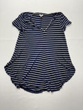 Cremieux T-Shirt Dress Womens XS Blue Stripe V Neck Short Sleeve Jersey Stretch