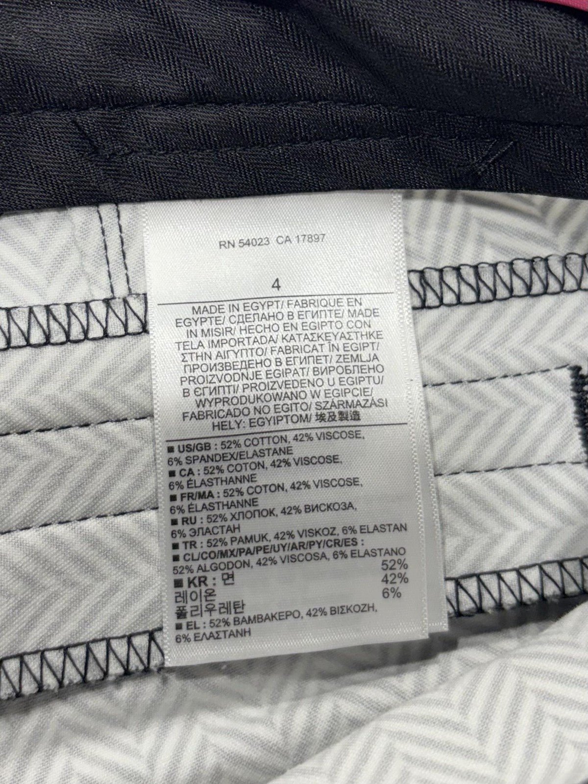 Banana Republic Dress Pants Womens 4 Black White Herringbone Sloan Slim Ankle