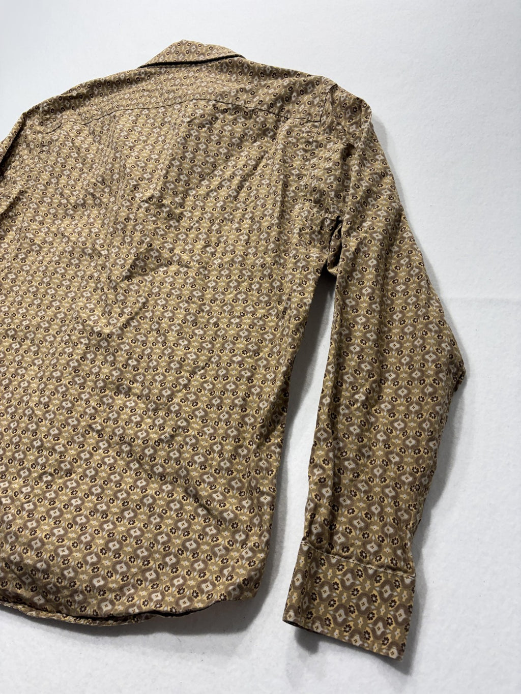 Michael Kors Dress Shirt Mens Large Brown Floral Long Sleeve Tailored Fit