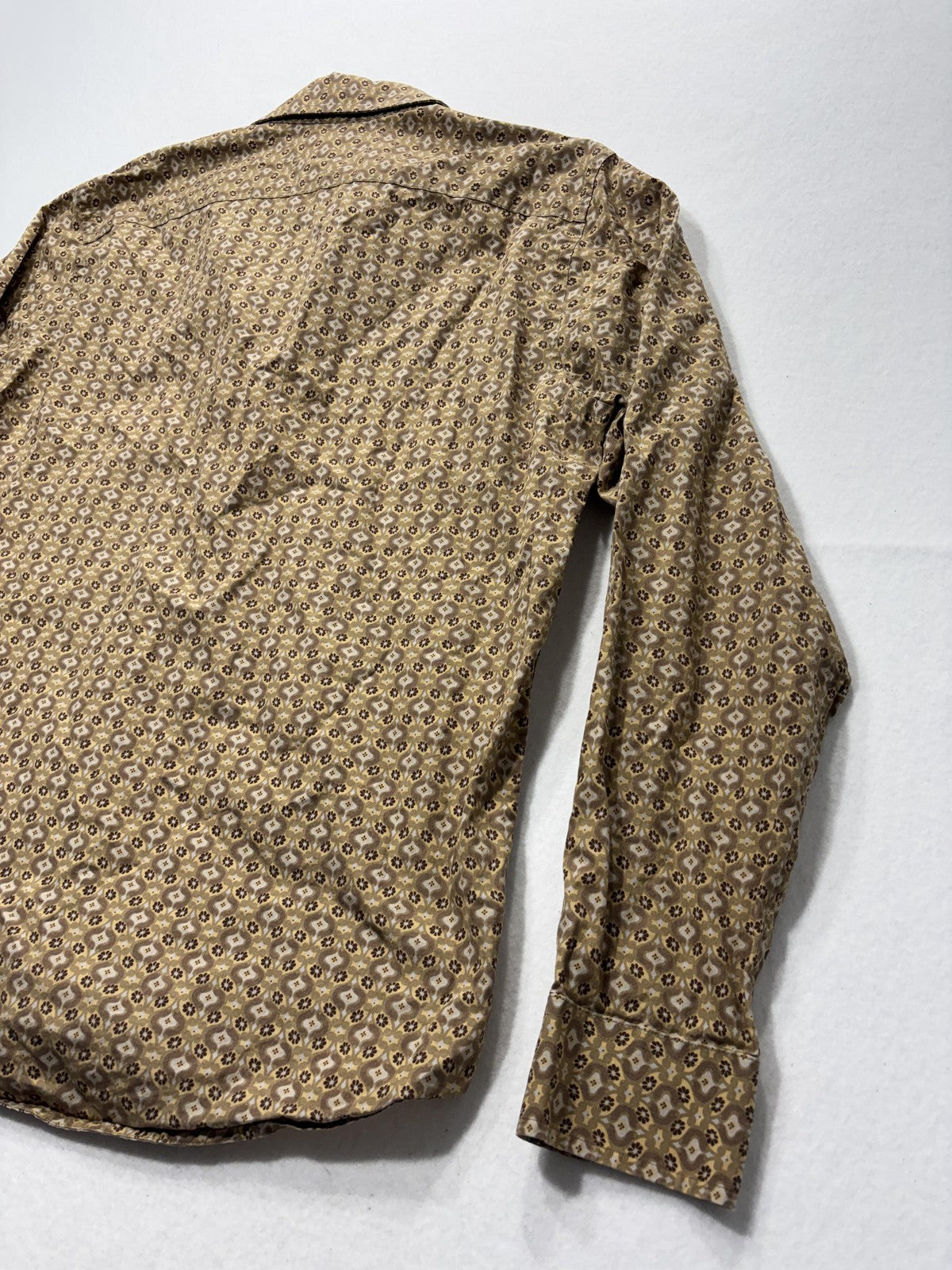 Michael Kors Dress Shirt Mens Large Brown Floral Long Sleeve Tailored Fit