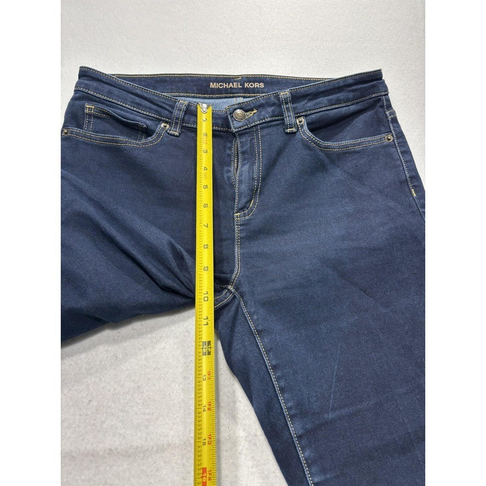 Michael Kors Izzy Skinny Jeans Womens 10 Blue Dark Wash Mid Rise Stretch 32x28