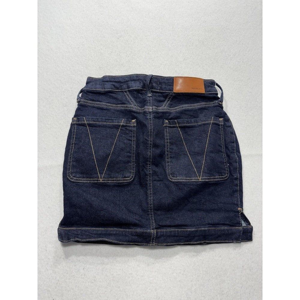 True Religion Skirt Womens 26W Blue Denim Utility Pocket Mini Stretch Casual