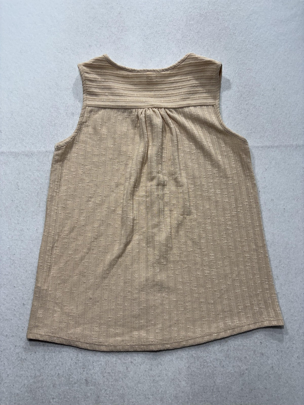 NY Collection Tank Top Womens Small Beige Button Front Scoop Neck Knit RKU0378