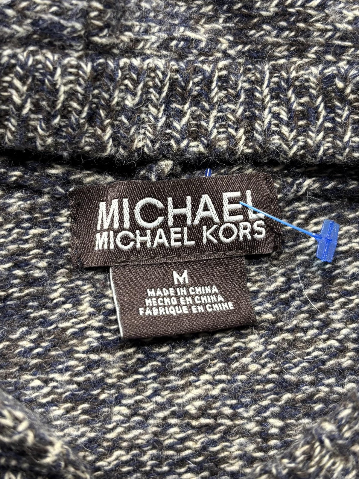 MICHAEL Michael Kors Sweater Womens Medium Gray Hooded Full Zip Knit Pockets