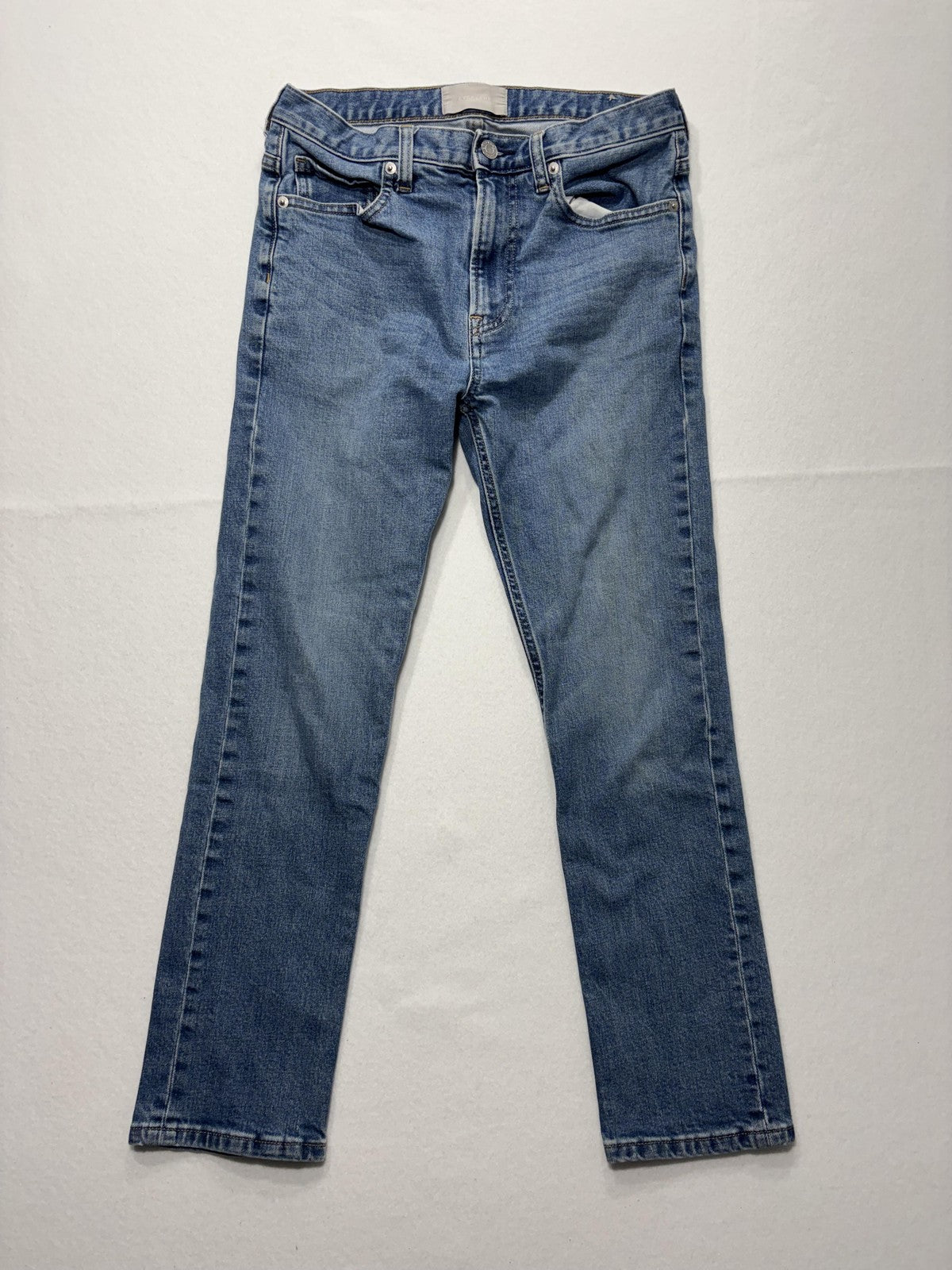 Everlane Jeans Womens 29 Blue Medium Wash Straight Leg Mid Rise Stretch 29x27.5