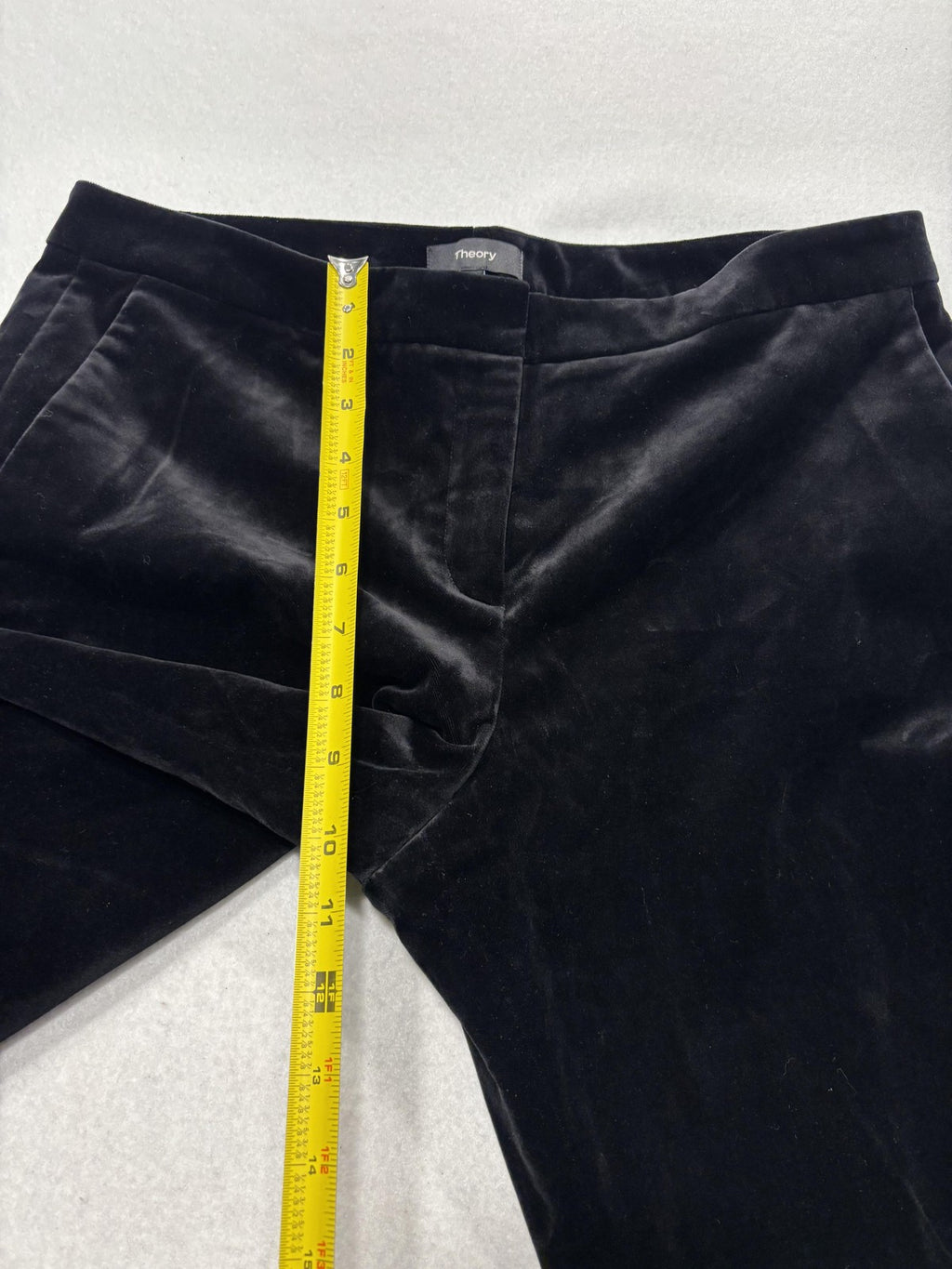 Theory Dress Pants Womens 8 Black Stretch Velvet Caroleena Flare Leg Pockets