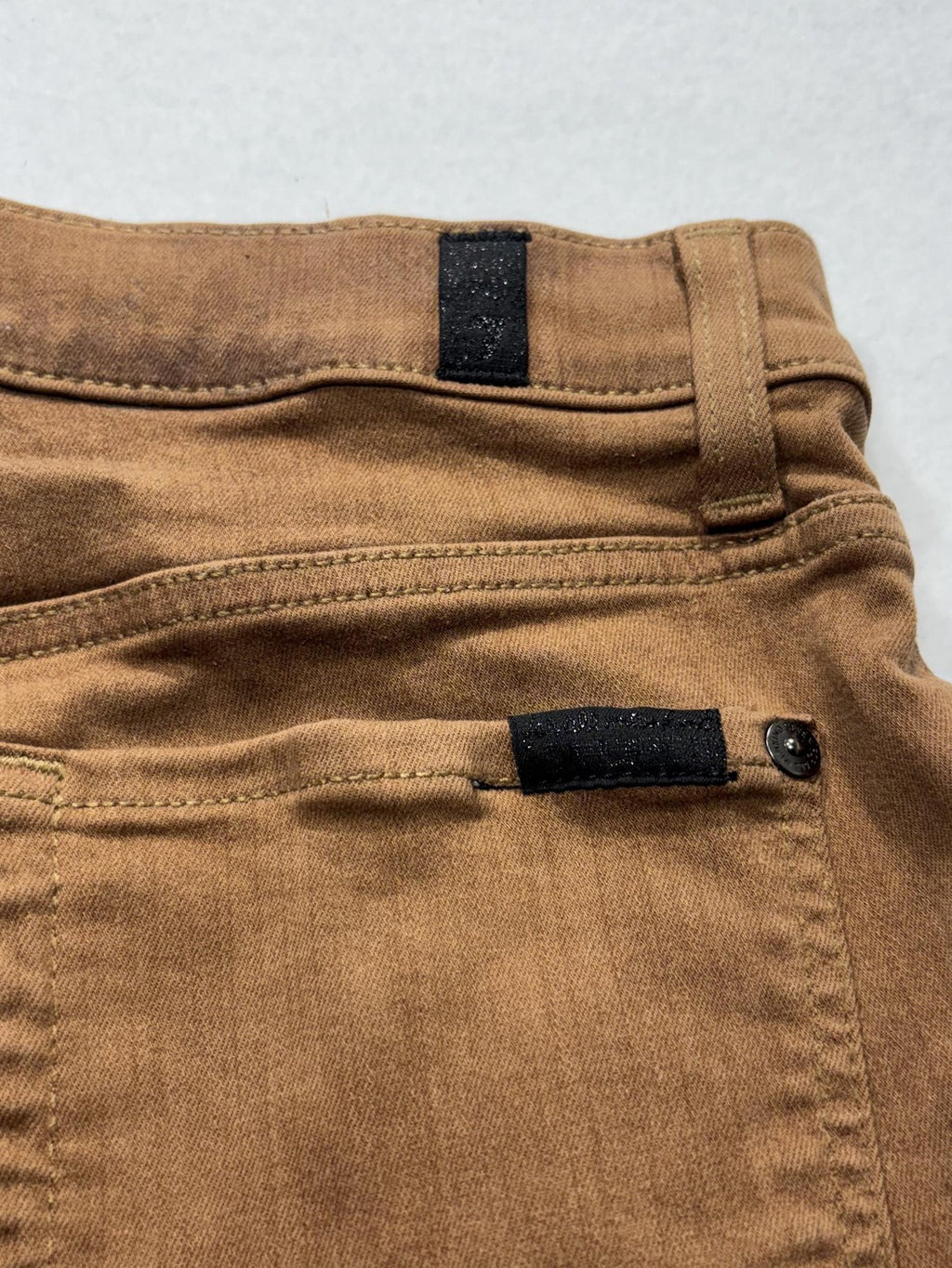 7 For All Mankind Jeans Womens 29 Brown Medium Wash Bootcut Distressed 29x32.5