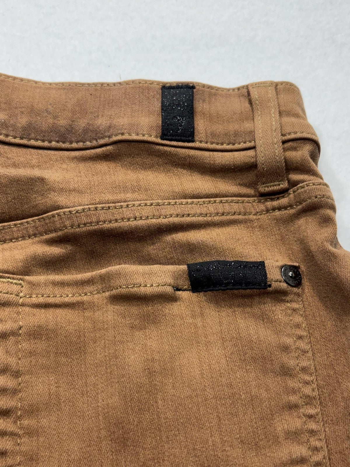 7 For All Mankind Jeans Womens 29 Brown Medium Wash Bootcut Distressed 29x32.5
