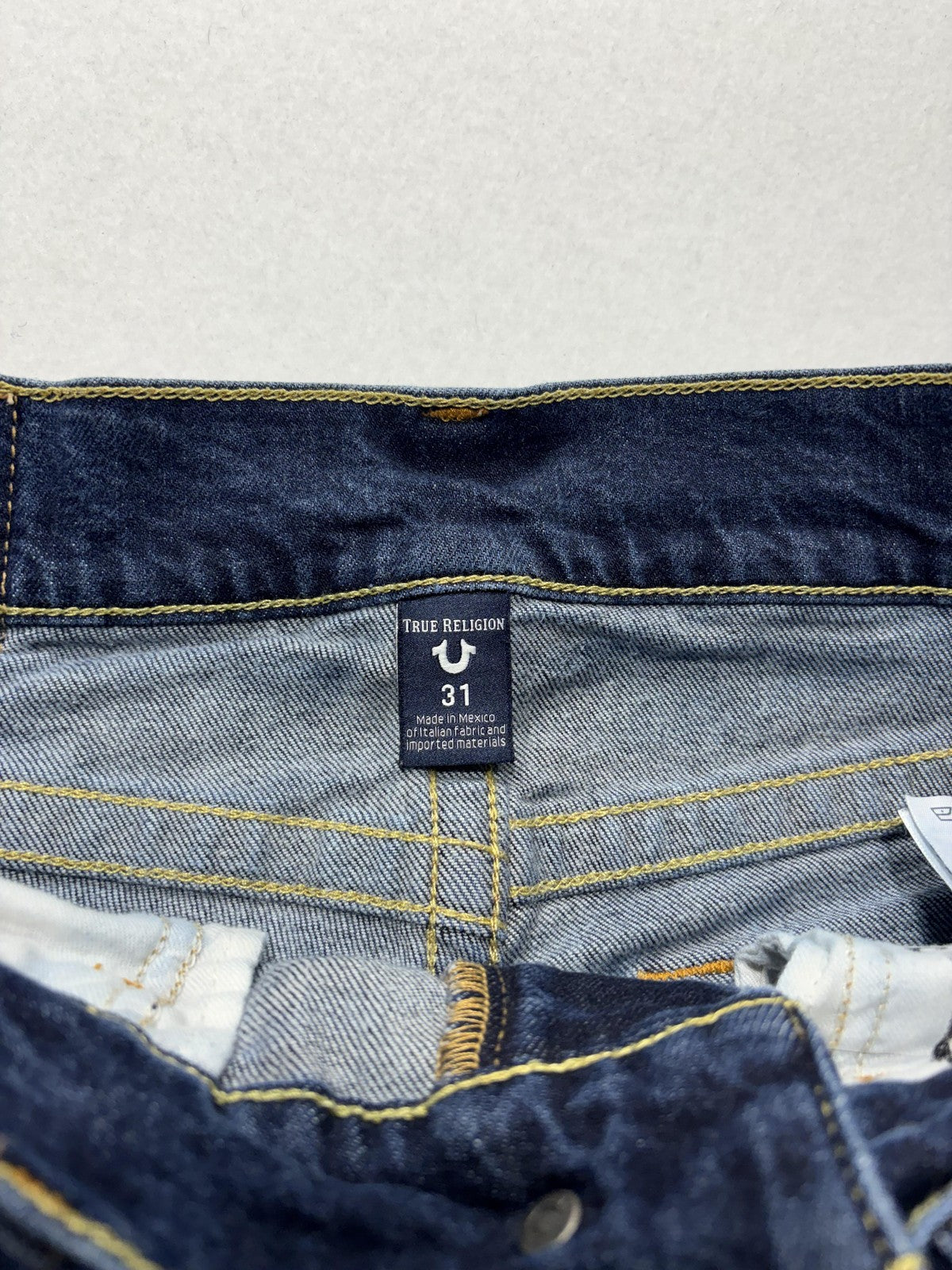 True Religion Bermuda Shorts Mens 31 Blue Ricky Relaxed Denim Stretch 5-Pocket