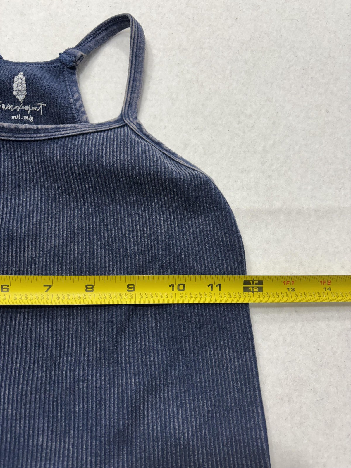 FP Movement Tank Top Womens M/L Blue Ribbed Halter Cropped Knit Yoga Athletic