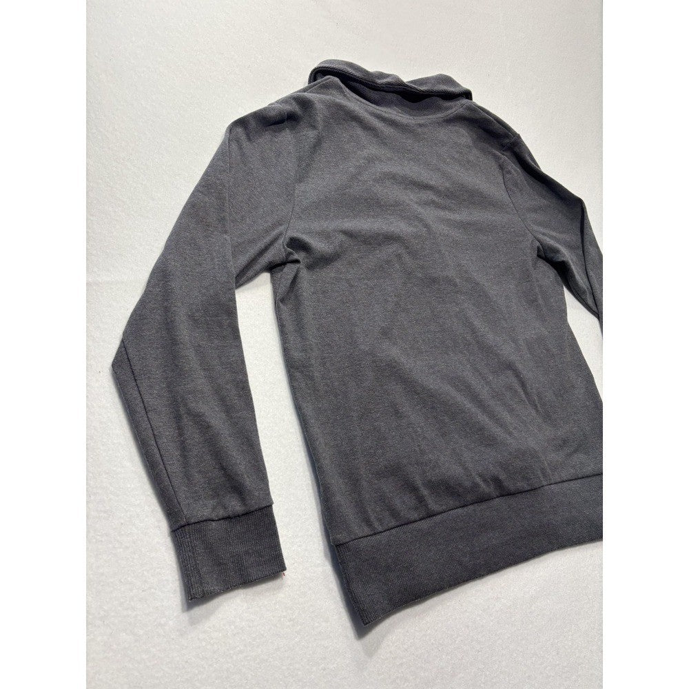 Banana Republic Mens Gray Shawl Collar Henley Sweatshirt Pockets Pullover L