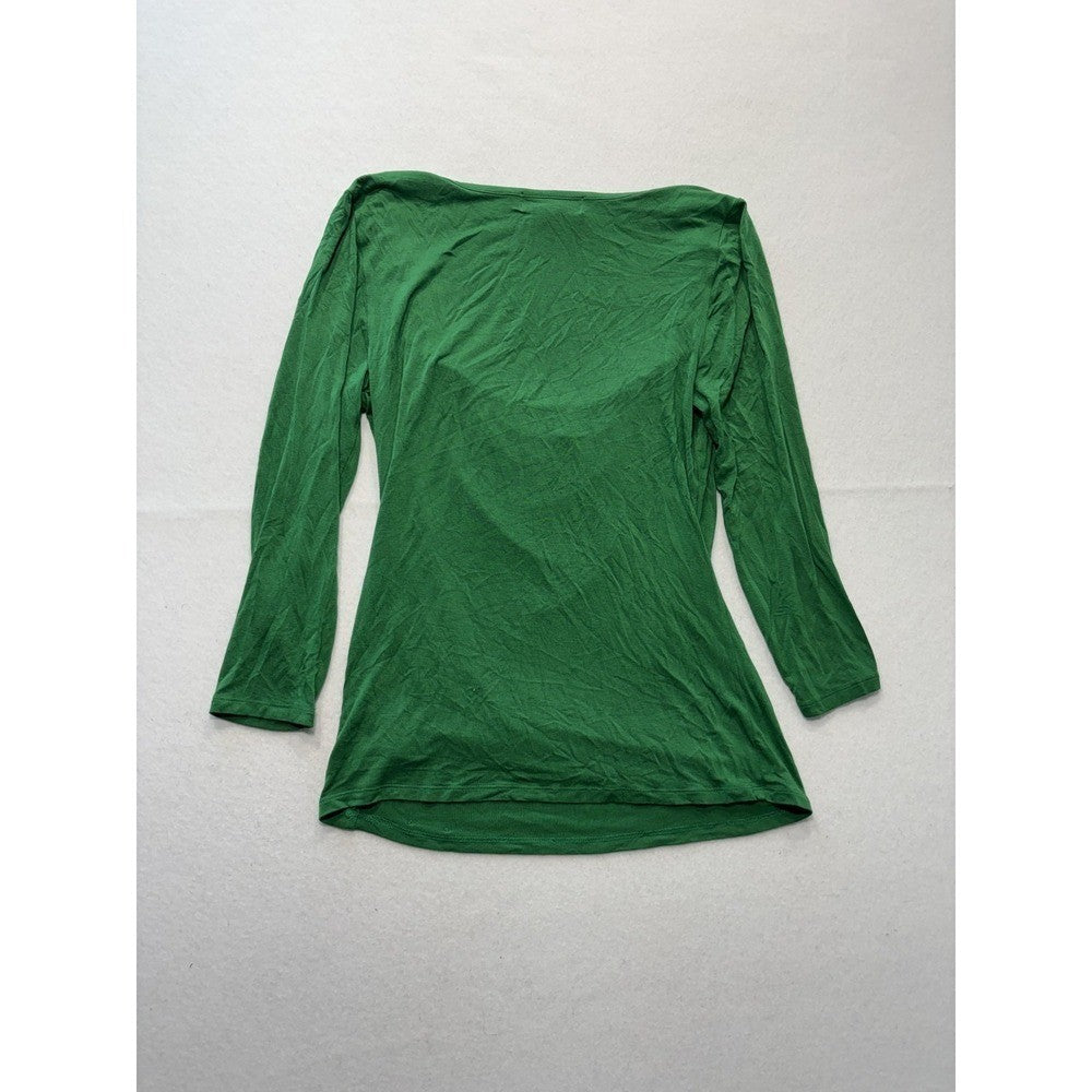 Michael Kors Top Womens Medium Green Cowl Neck 3/4 Sleeve Stretch Tunic Blouse