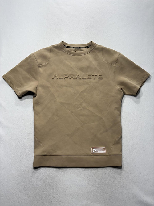 Alphalete Shirt Mens Small Beige Elements Embossed Logo Heavyweight Tee Athletic