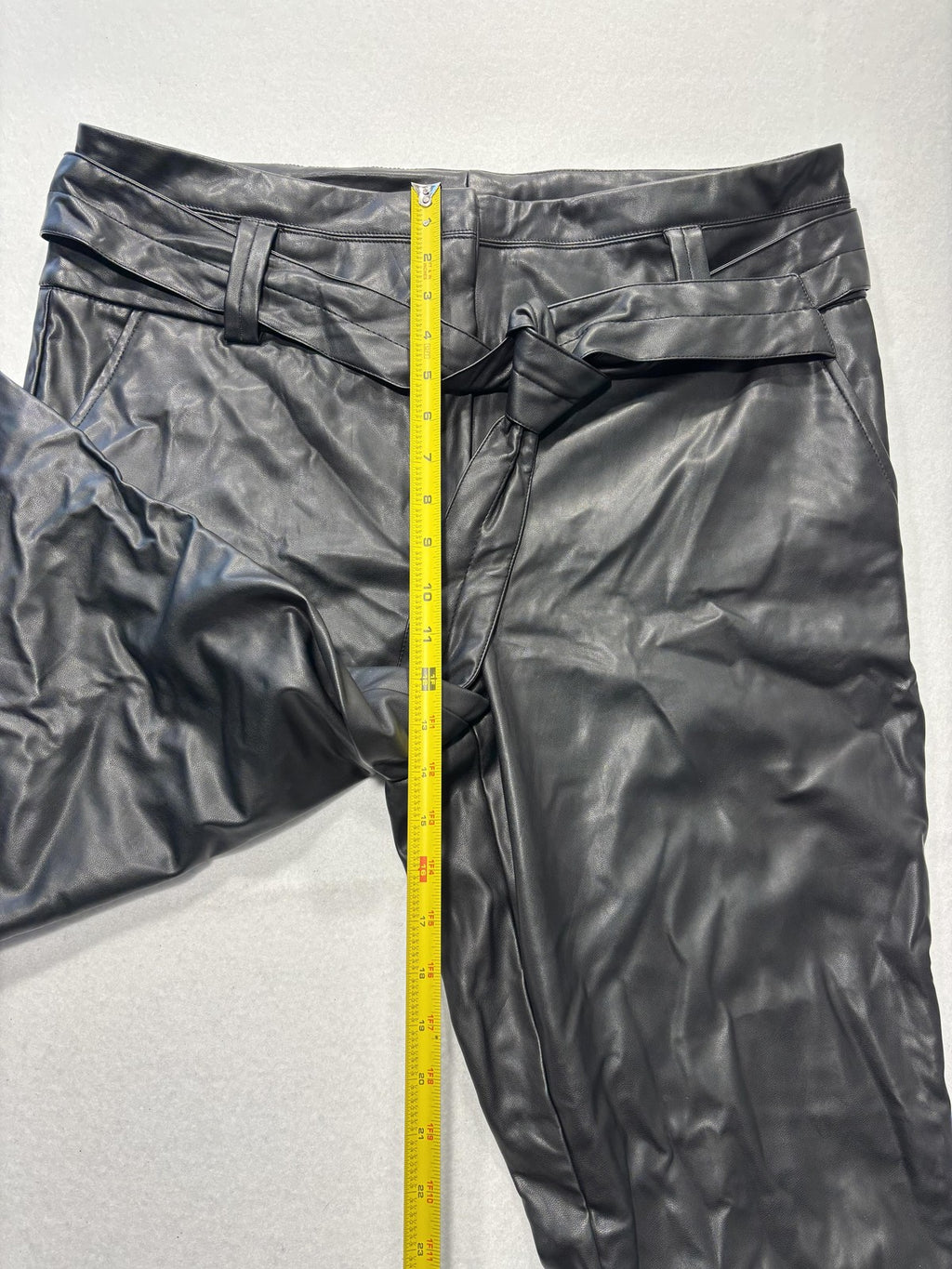 Gabrielle Union Pants Womens 18 Tall Black Faux Leather Jogger Belted Pockets