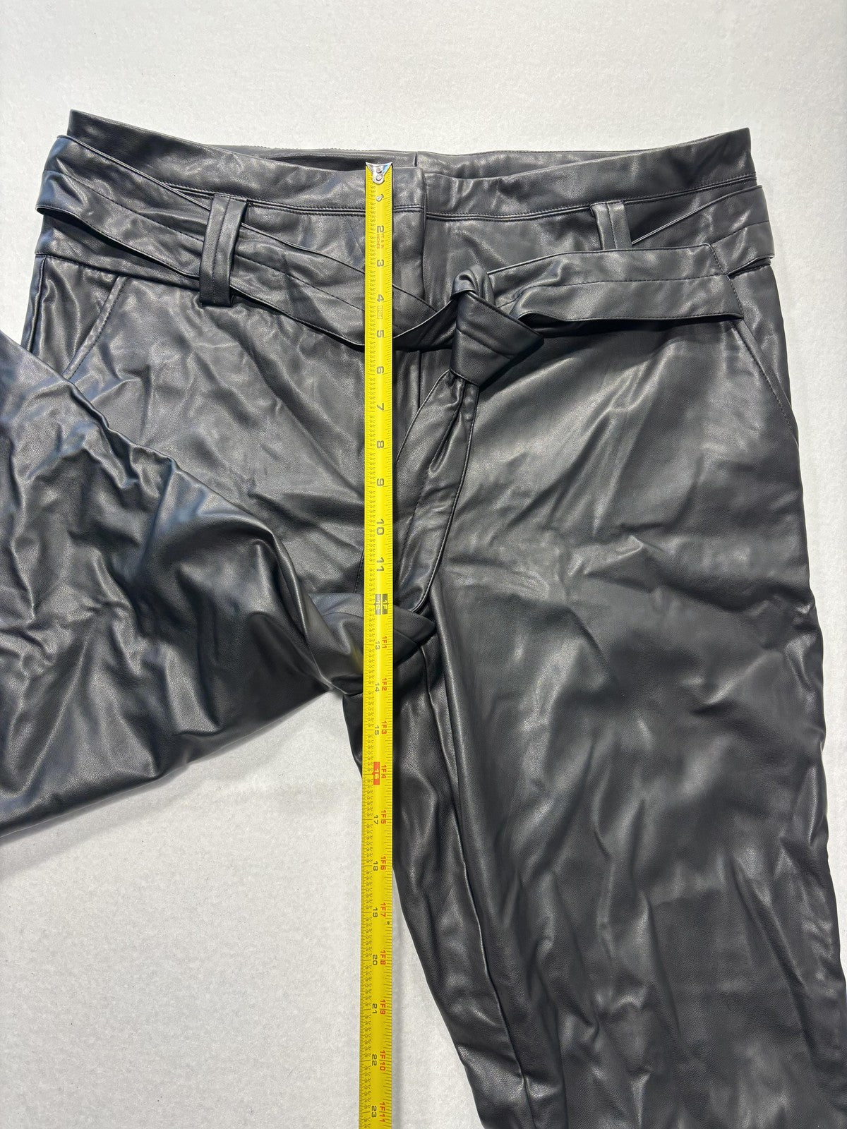 Gabrielle Union Pants Womens 18 Tall Black Faux Leather Jogger Belted Pockets