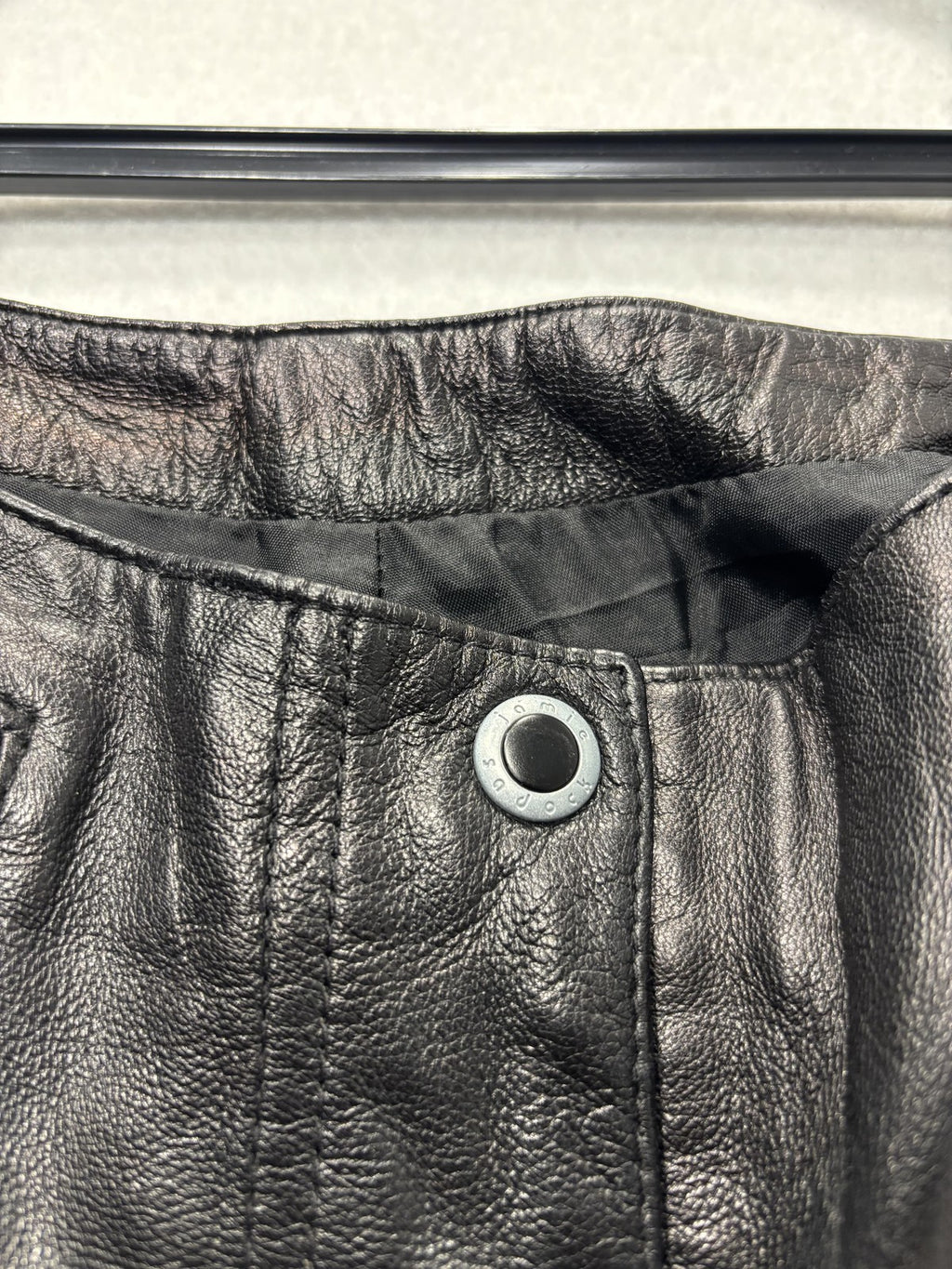 Jamie Sadock Dress Pants Womens 6 Black Leather Straight Leg Lined Zip Pockets
