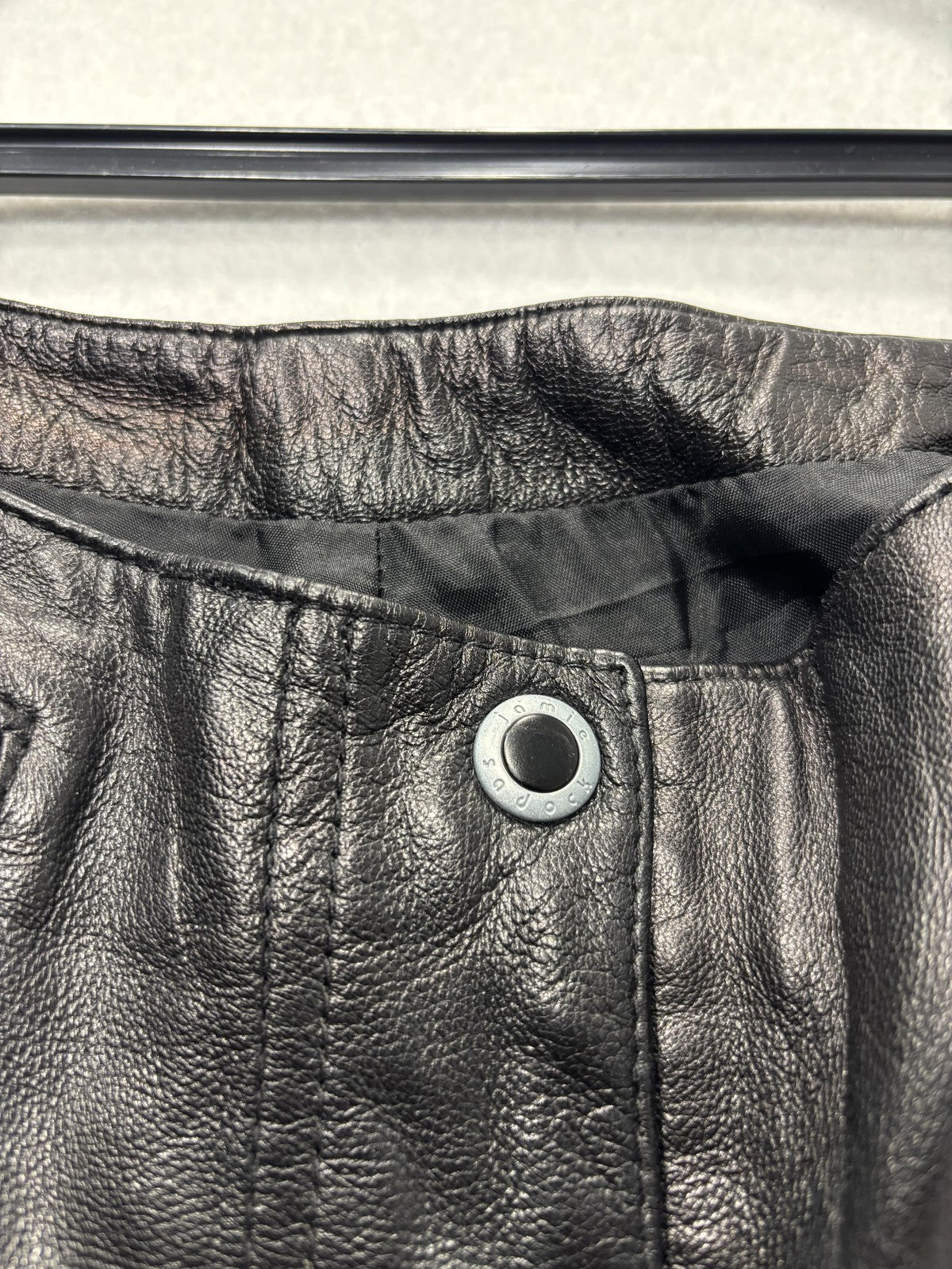 Jamie Sadock Dress Pants Womens 6 Black Leather Straight Leg Lined Zip Pockets