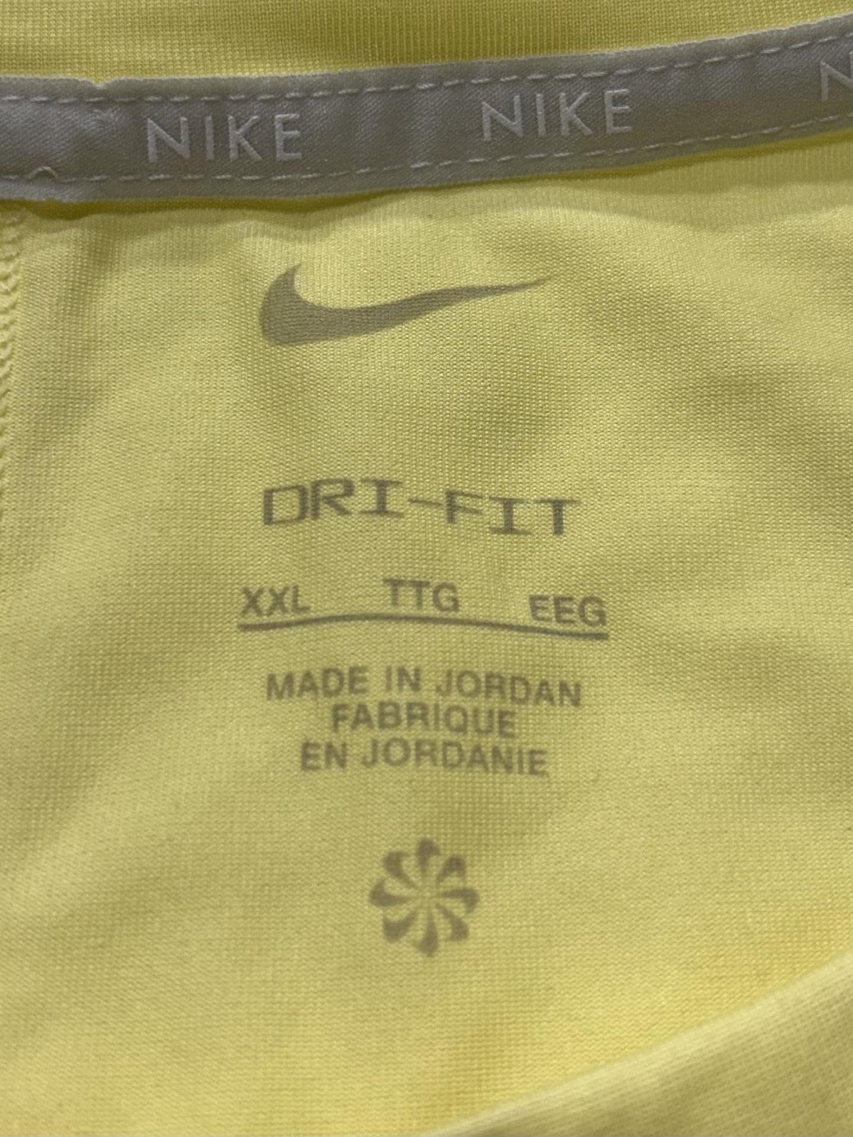 Nike Shirt Womens XXL Yellow Dri-FIT Crew Neck Short Sleeve Running Athletic Top