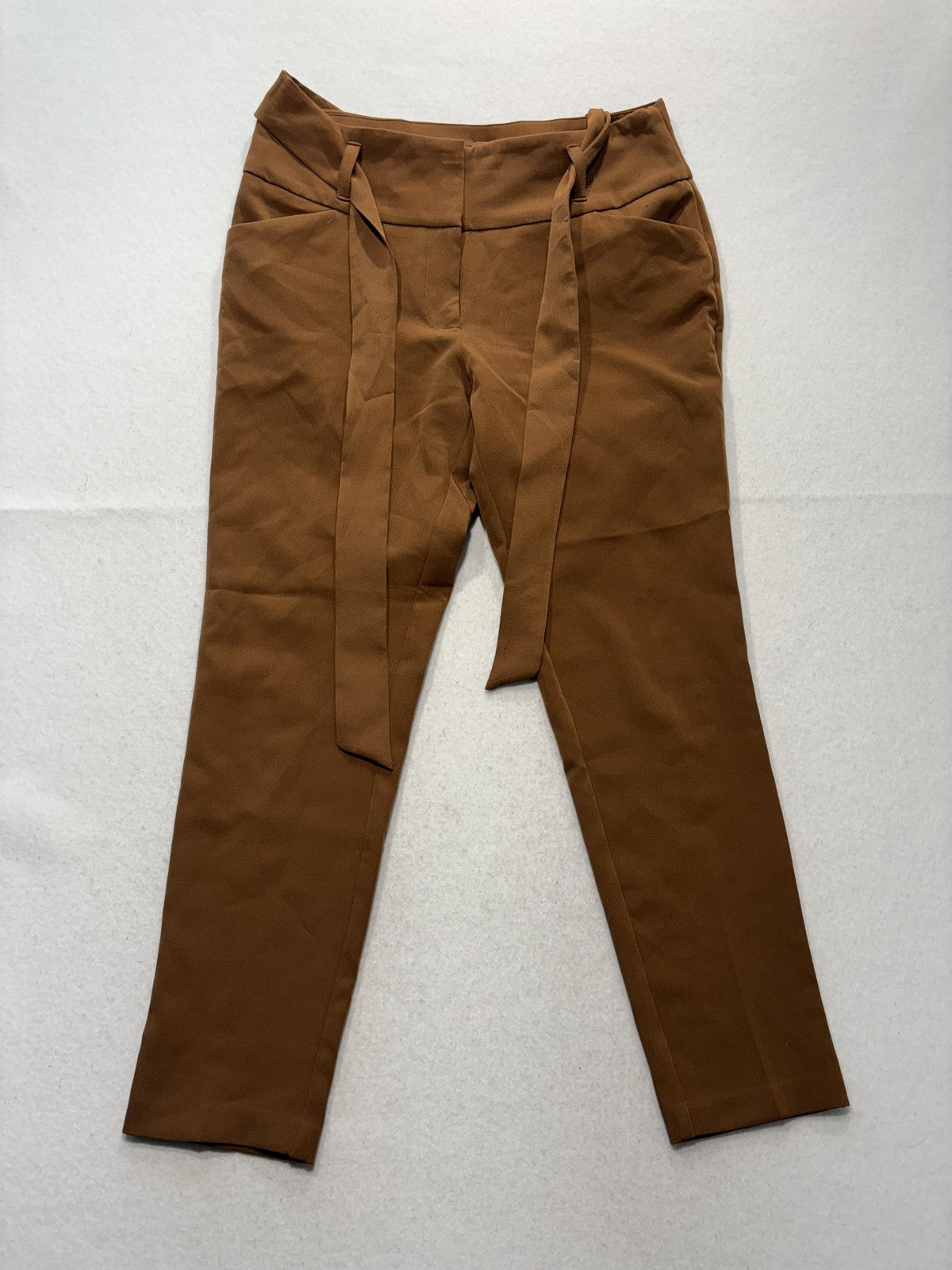 Flirtatious Brown Belted High Waist Tapered Dress Pants Juniors 9 16401245JRS